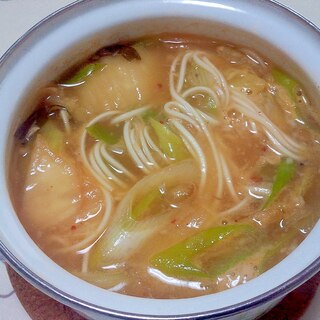 味噌風味の納豆キムチ煮麺＋＋